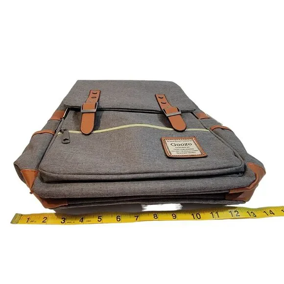 Canvas Grey 15.6" Laptop Backpack USB Charging Port - British Vintage Style - Picture 15 of 15